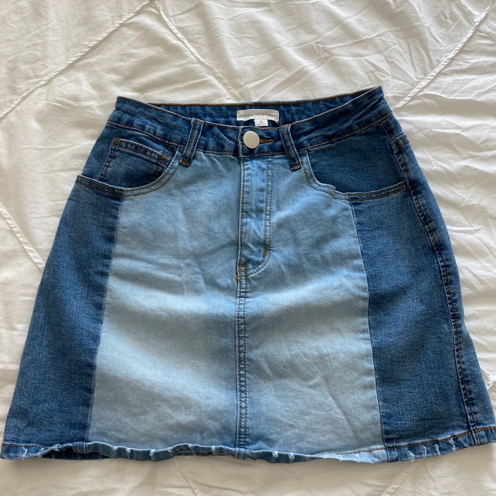 Tillys Two Toned Denim Skirt